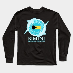 Caribbean Reef Sharks Bimini Bahamas Flag Long Sleeve T-Shirt